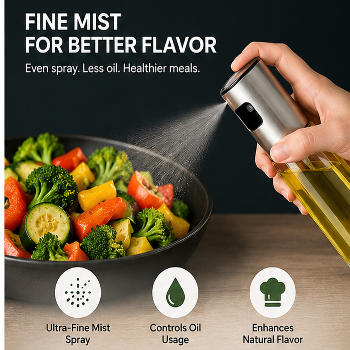 Oil Spray Bottle – Refillable Kitchen Oil Mister